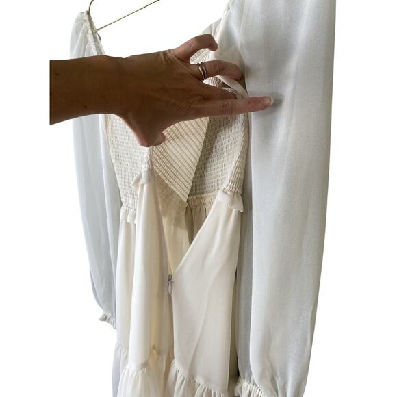 Aritzia Wilfred Dress Womens XXS NEW Tempest Smocked Milkmaid Coquette Mini - Picture 14 of 15